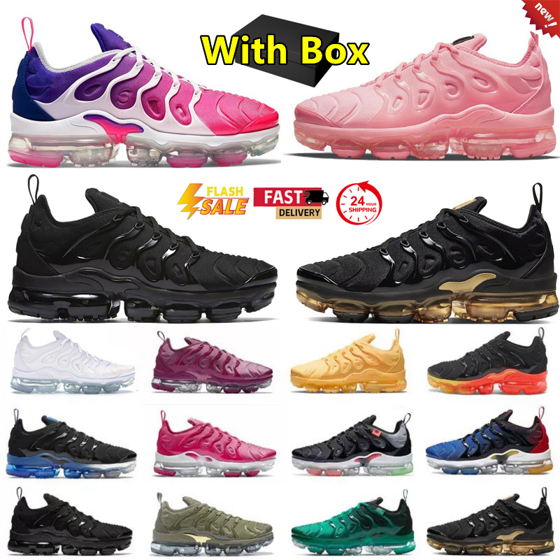 2026 with box designer tn tns plus mens running shoes Triple White Black Bubblegum Light Bone University Blue Cherry Bred GRAPE Men Women Trianers Sports Sneakers