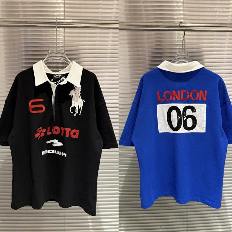 Men's T Shirts Embroidery Mowalola Tshirts Digit 6 Label Polo Tee Top Women's Cotton Short Sleeve T-shirt High-quality Hip-hop Rock Casual S