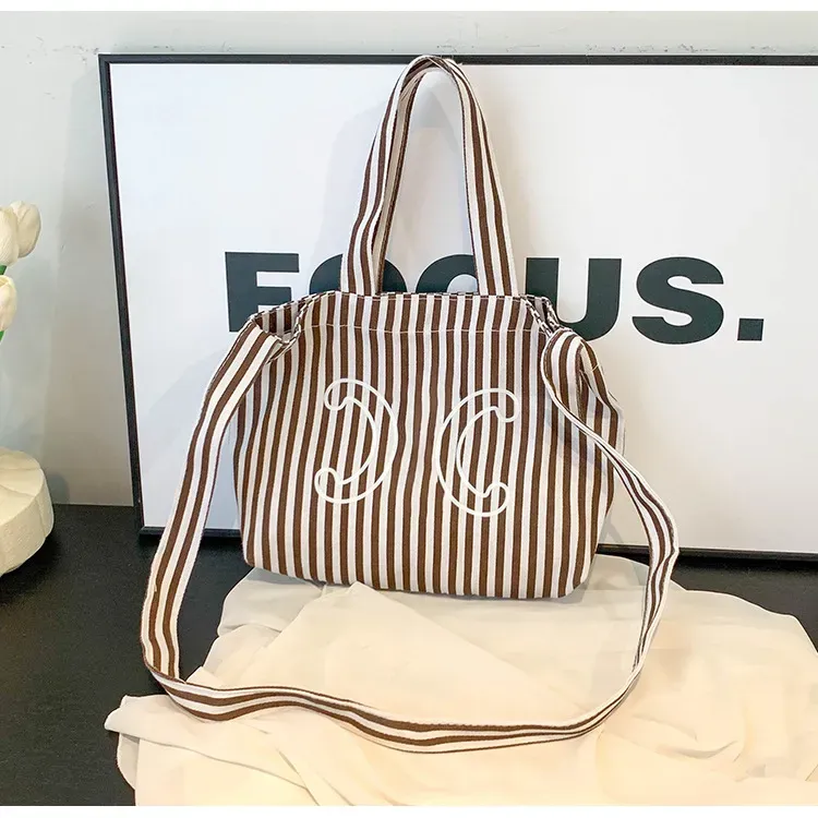Designer Bag Striped Single Shoulder Canvas Bag Large Capacity High-End Customized Bag Totes Handbag Women Girls Casual Summer Holiday