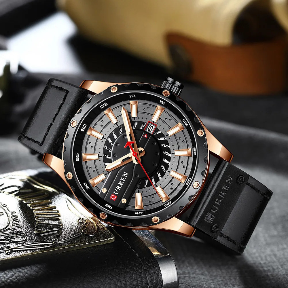 Calendar watch simple business Watches Fashion Leather Wristwatch Casual Quartz Mens Watch Chic Luminous hands Clock 260114