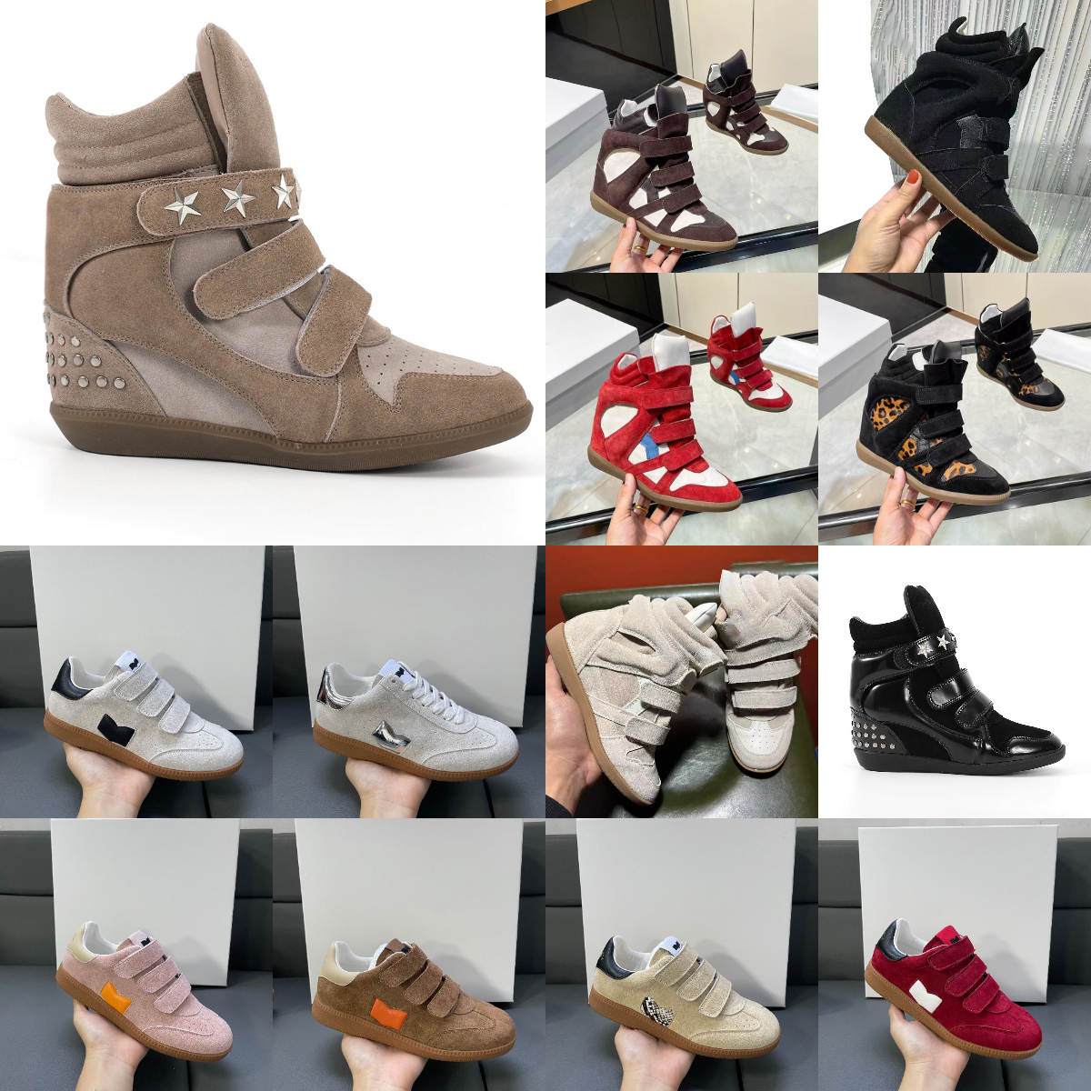 size 35-45 deisgner Brand Hot Sale-Black Genuine Leather winter boots Bekett Leather-Trimmed Suede Wedge Sneakers Fashion Show New Shoes topss