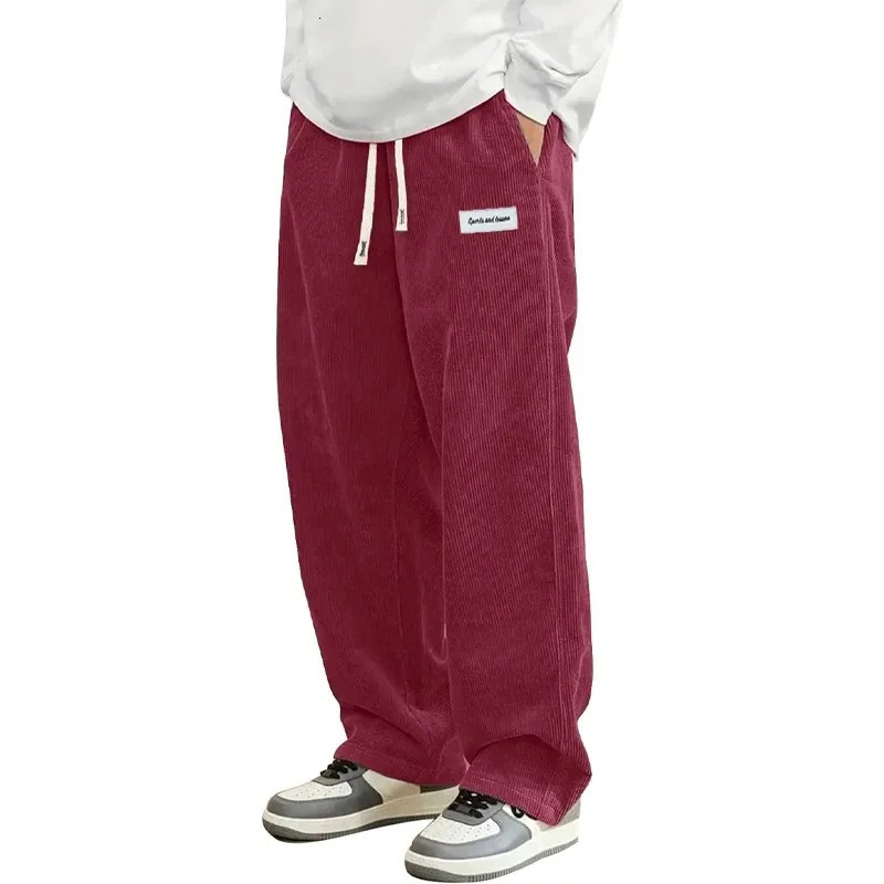 Mens Corduroy Casual Pants Fashion Loose Fit Baggy Pants Straight Sweatpants Elastic Waist Drawstring Outdoor Streetwear 260114 - view 6