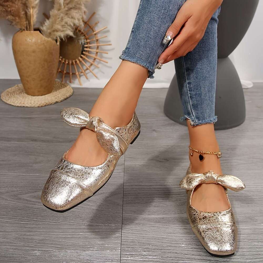 Ladies' Spring/Summer New Fashion Versatile Bow Mary Jane Fairy-Style Comfortable And Stylish Flat Shoes, Women Shoes