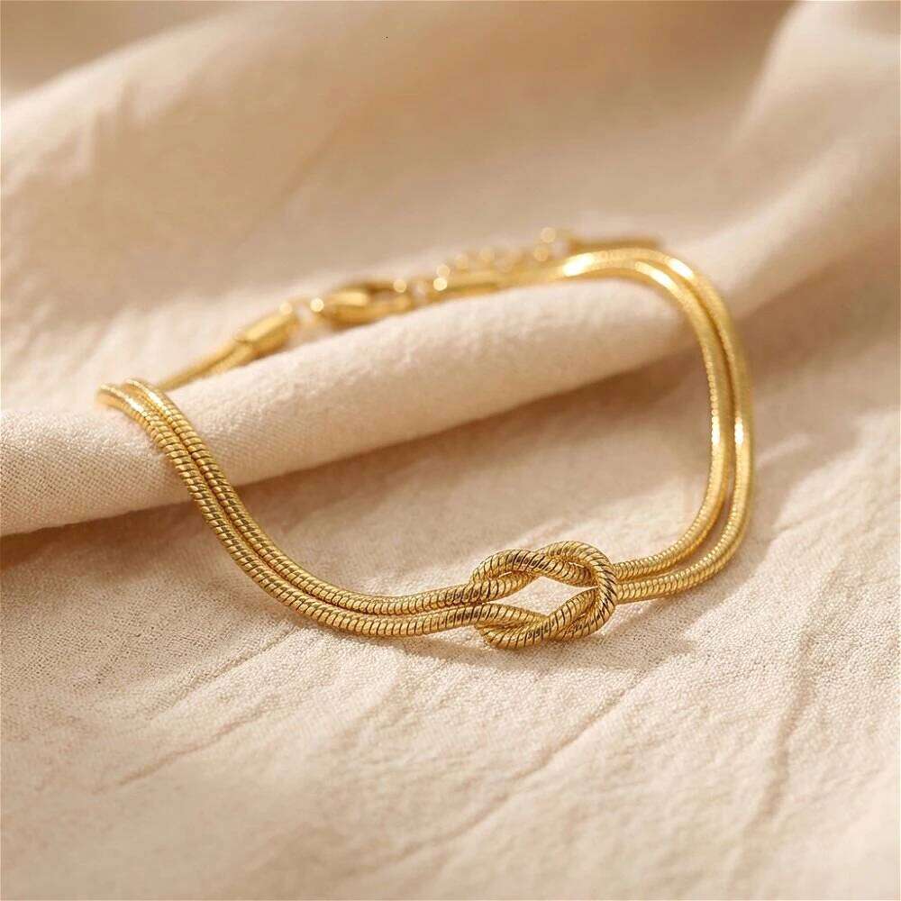 Valentine's Day Infinity Love Knot Stainless Steel Bracelets Snake Chain Elegant Friendship Couples Bangles For Women Bridesmaid Jew 26H0115