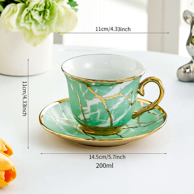 Nordic Light Luxury Ceramic Coffee Cups with Dish Creative Office Mug Gold Edged Afternoon Tea Cup Set Household Drinkware