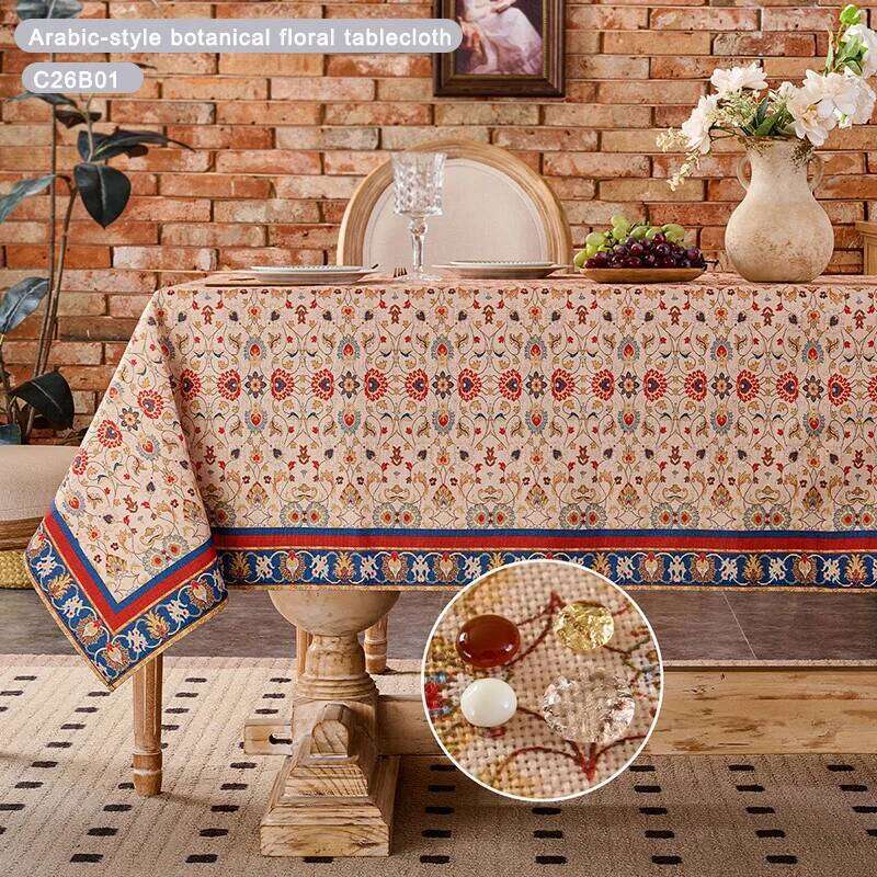 Daily Household Waterproof Oilproof Middle Eastern Style Rectangle & Square Coffee/Dining Table Cloth for Ambiance