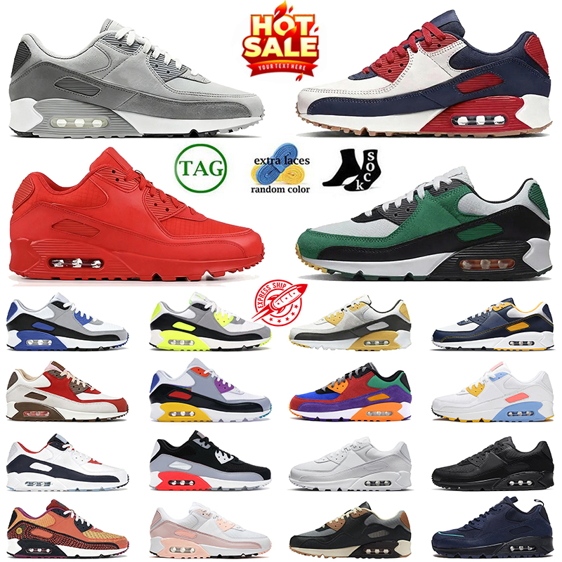 Designer airmac 90 Running Shoes airmaxx 90S Mens Womens Home Away University Red Gorge Green Light Smoke Grey Sneakers UNC vapormmax Outdoors Sport Size 36-45