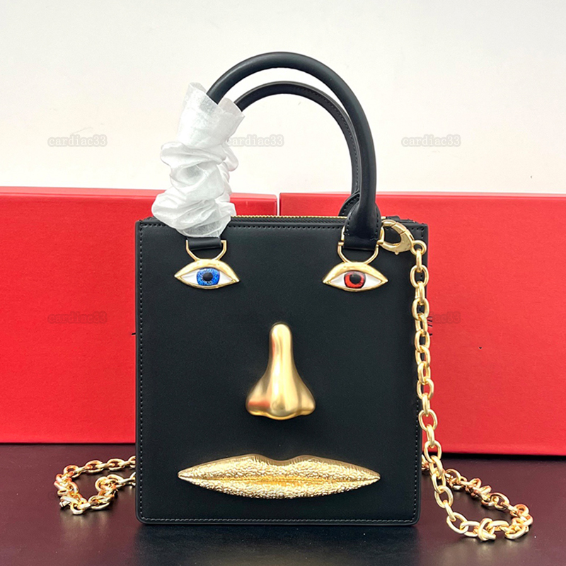 Designer black Face bag Leather Small Shoulder Bag Schiaparelli designer bags luxury women Totes Bags Purse rectangle Women Handbags luxury fashion