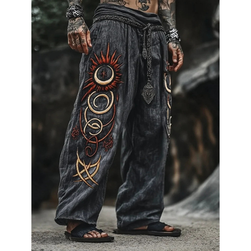 Luxury Brand Designer Clothes European And American Casual Fashion Loose Linen Wide-Leg Long Pants Digital Print Various Patterns Item No. CK