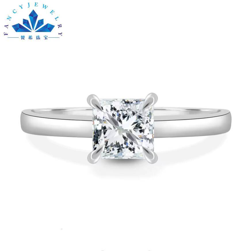 Custom 10K Fine Jewelry 14K 18K White Gold GRA VVS Diamond Wedding Engagement Ring 2CT Princess Cut Moissanite Ring for Women