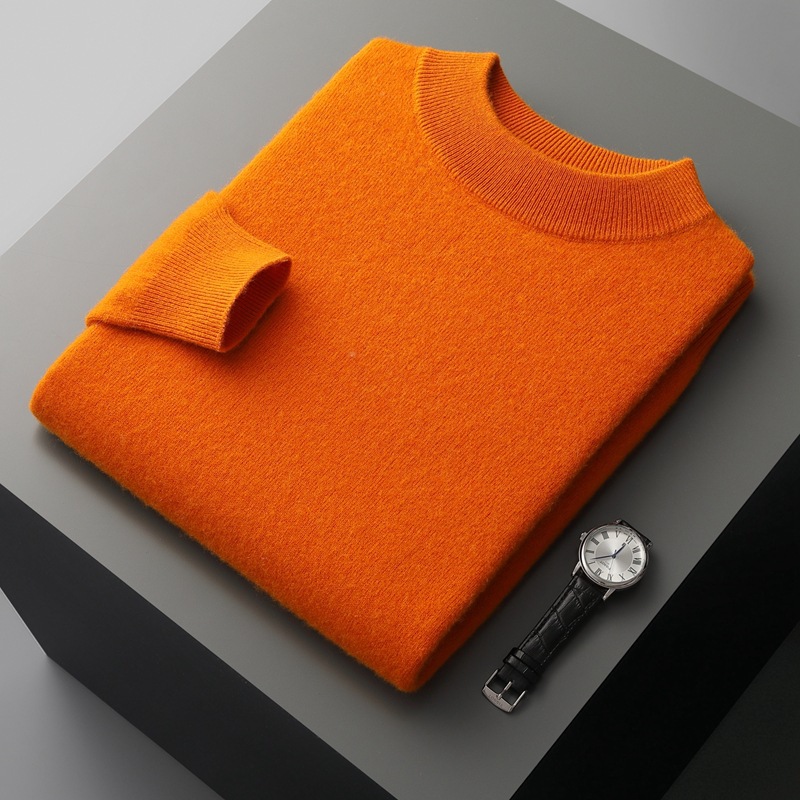 100% Pure Wool Cashmere Sweater Men's Half Turtleneck Pullover Casual Fashion Thickening Top Knitting Sweater R240821