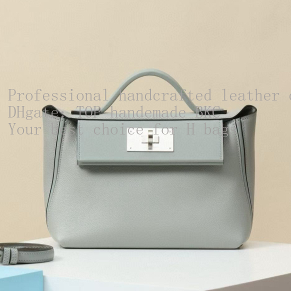 Designer bag 2424 KL 21cm swift Leather Briefcase Bag glacier blue Luxury Handbag Full Handmade 19A Mirror Quality New Year Gift original box