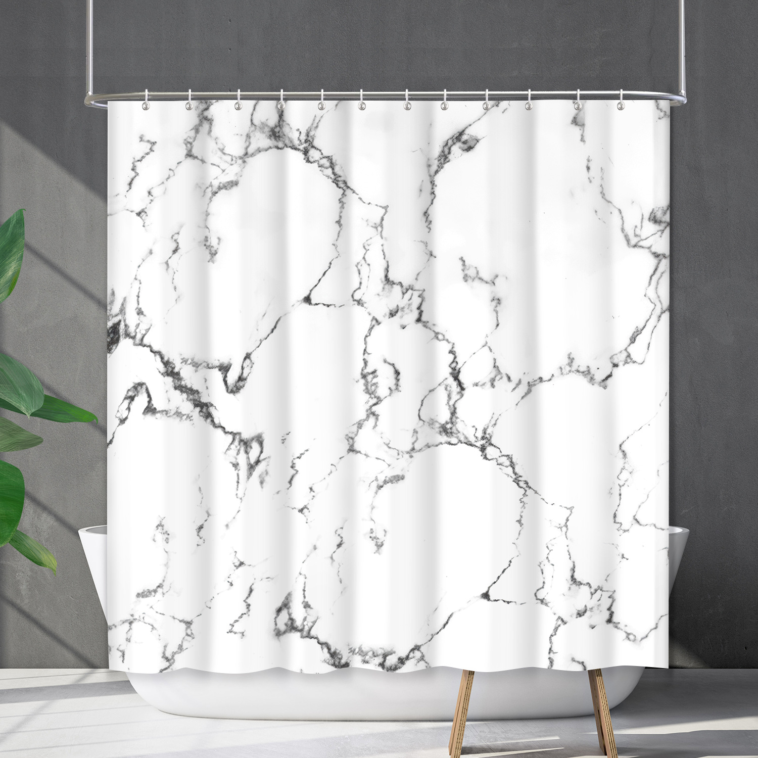 YL-38167 Waterproof Shower Curtain Cover, Abstract Farmhouse Marble Curtain, Shower Cover, No Drill Required