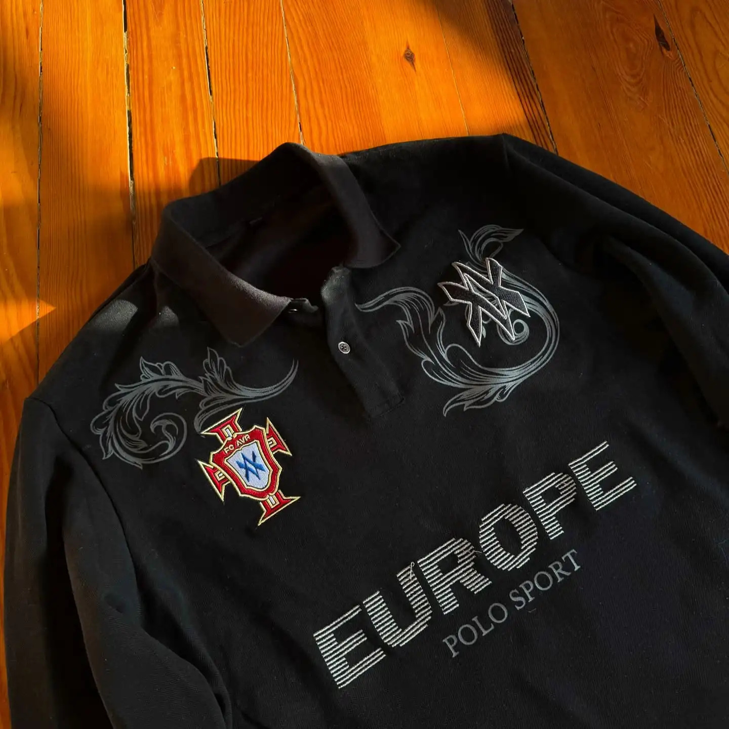 Retro Long Sleeve Polo Shirt Y2k Casual Loose Letter Pattern Embroidery T Shirts Street Sweatshirt Men Cotton Jersey Lapel Golf 260112