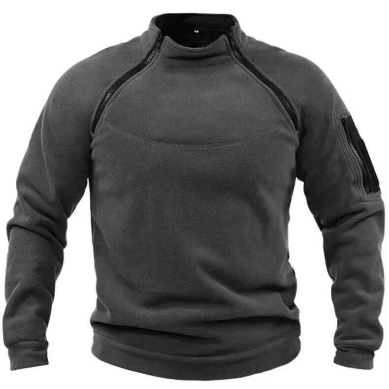 Men's Cargo Tactical Pullover Casual Military Sweatshirt Fleece Jackets Mock Neck Hiking Camping Climbing Trekking Windbreaker