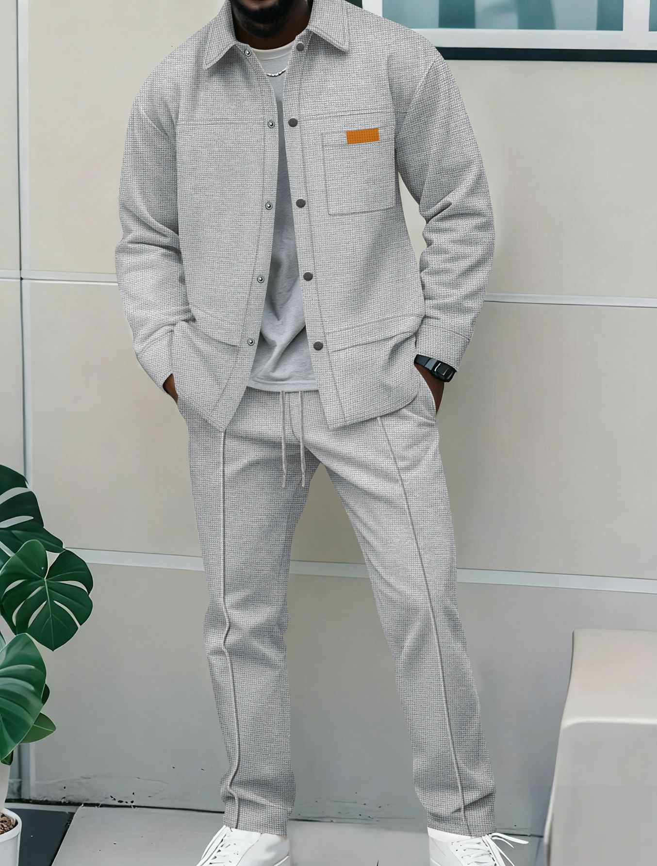 Y2k Bear Embroidery Two Piece Set Spring and Autumn Street Casual Long Sleeve Jacket Loose Long Leg Mens Trouser Set240813