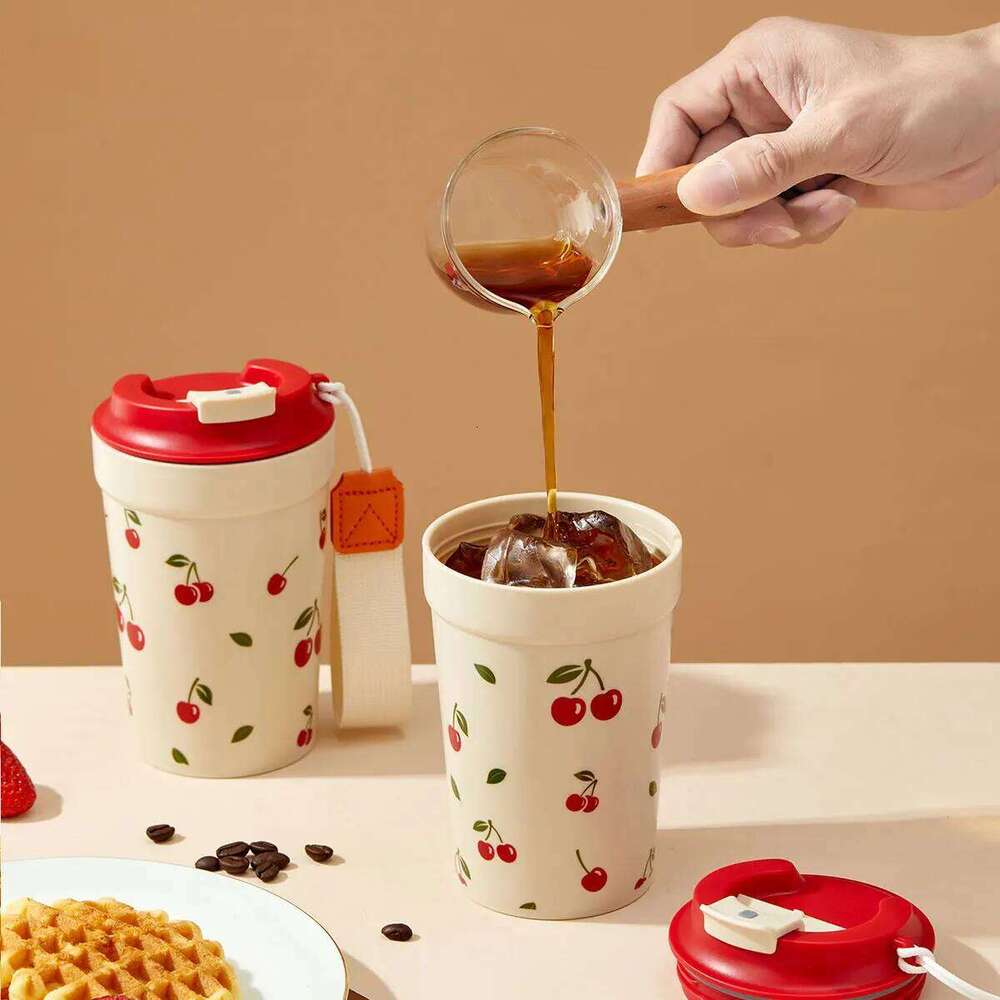 Travel Portable Plastic Mug With Nylon Rope Student Leak Proof Water Cold And Heat-Resistant Milk Coffee Cup