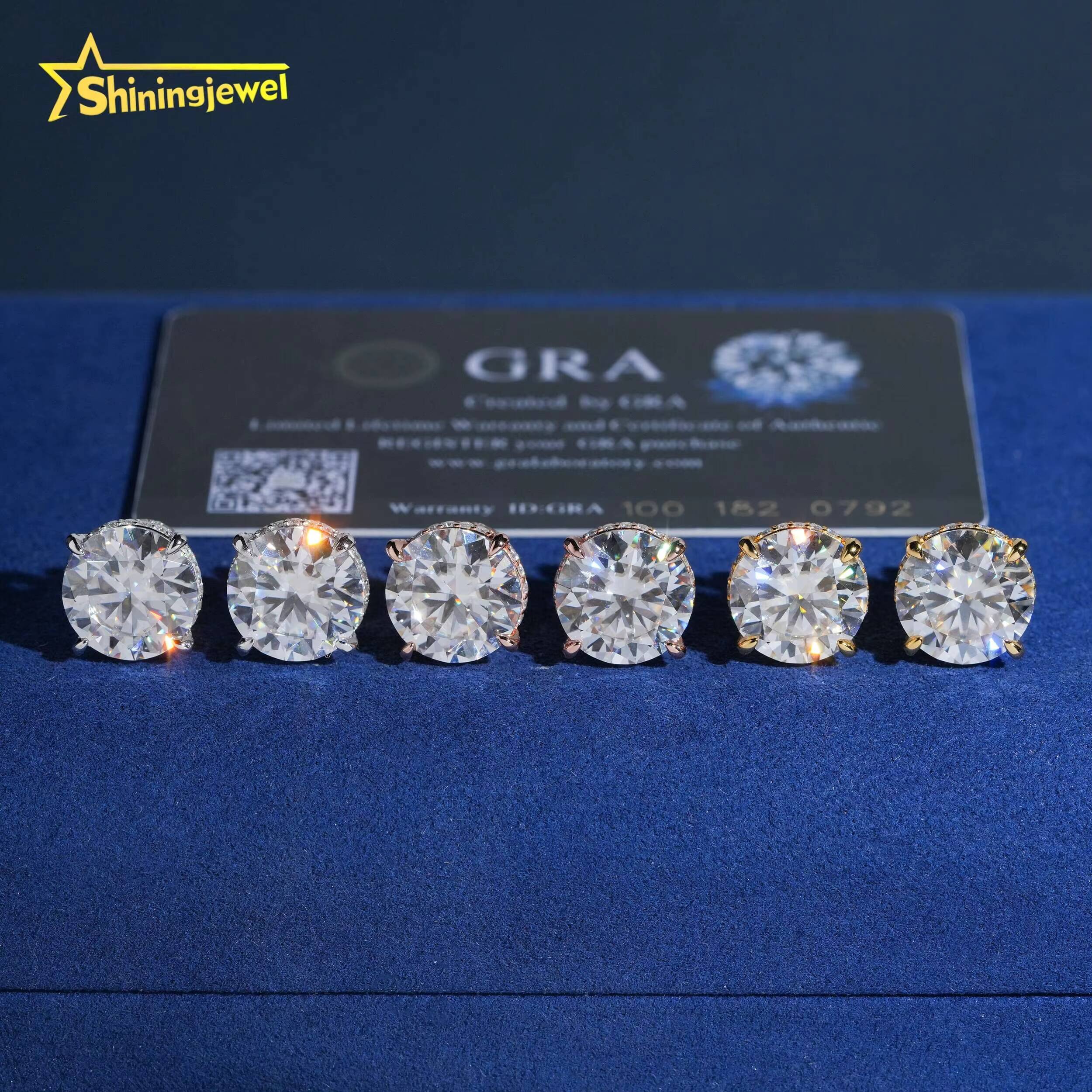 Custom Luxury Earrings for Women Big Size 13mm 925 Silver Moissanite Stud Earrings GRA Fashion Jewelry Earrings