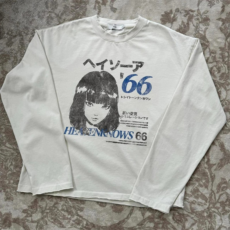 Men Cartoon Long Sleeved T-Shirts Harajuku Kawaii Tees Streetwear Loose Clothes Tops Cotton Mens Printed Tops Y2k Clothes 260114 - view 3