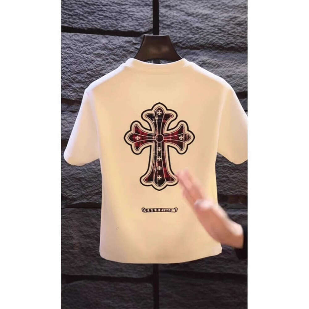 Men's Crew Neck Short Unique Design Embroidered Cotton Trendy Fashion Brand Stylish Half Sleeve T-Shirt Versatile