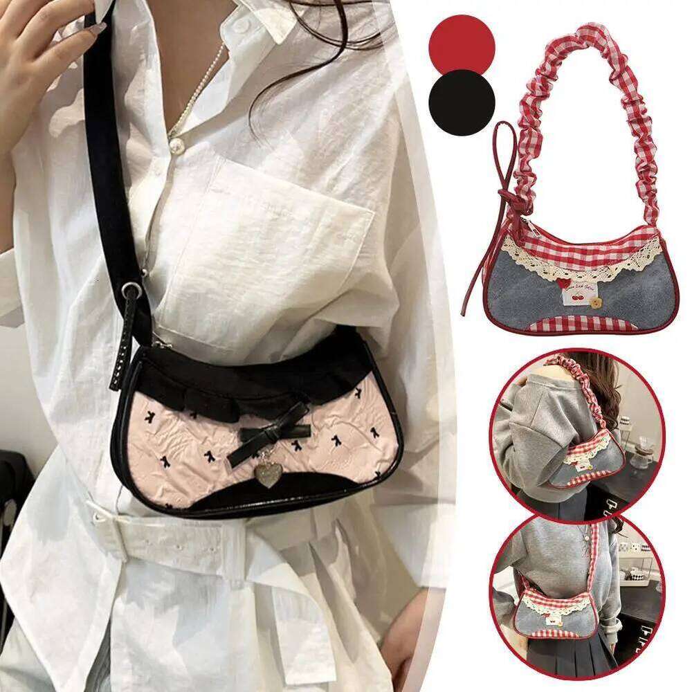 Fashion Grid Mini Handbags Adjustable Shoulder strap Korean Hand-held Commuting Single-shoulder Crossbody bag Underarm pouch Y260115