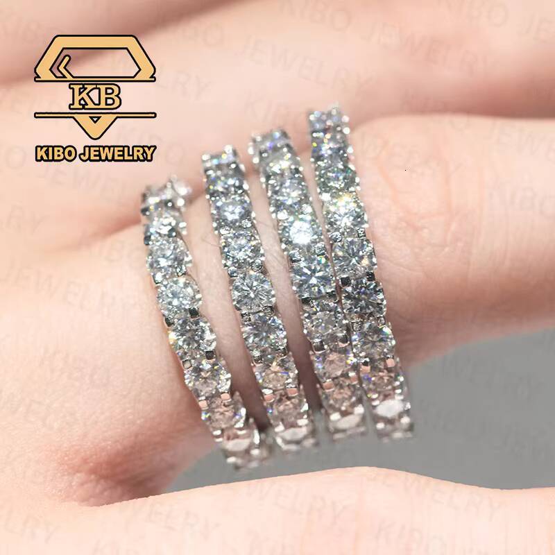 Certificated D Color Excellent Moissanite 2mm 3mm 4mm 925 Sterling Silver Moissanite Wedding Rings Eternity Band Ring