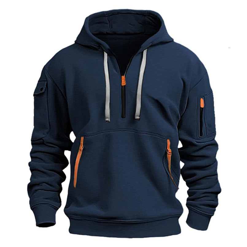 New Autumn Light Mature Casual Fleece Men's Pullover Long Sleeve Youth Trendy Hooded Sweatshirt