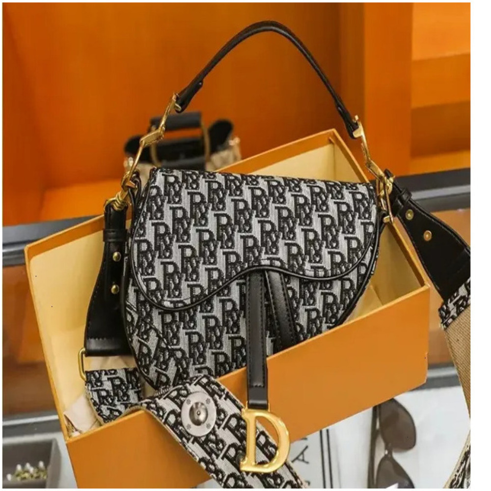 designer bags 2026 handbag saddle womens crossbody shoulder bag classic print leather solid color black