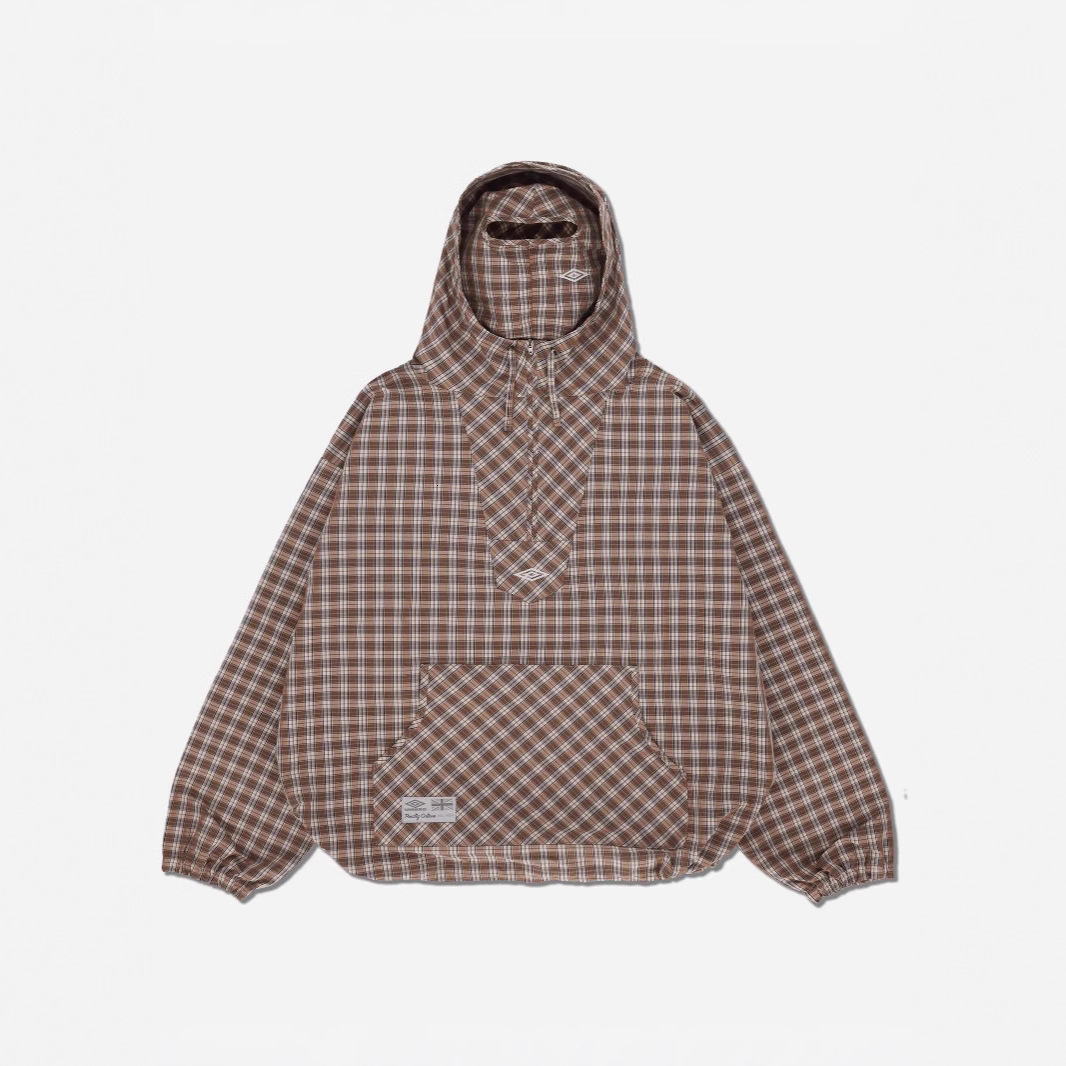 Luxury Brand Designer Clothes Foreign Trade Wholesale New Japanese Retro Half-Open Collar Pullover Jacket For Men And Women Youth Plaid Double Hooded 