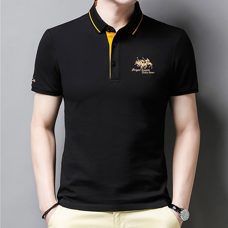 Luxury Brand Designer Clothes Business Casual Foreign Trade Plus Size Embroidered Polo Shirt Mens Short Sleeve Turn-Down Collar Middle-Aged Dad Outfit
