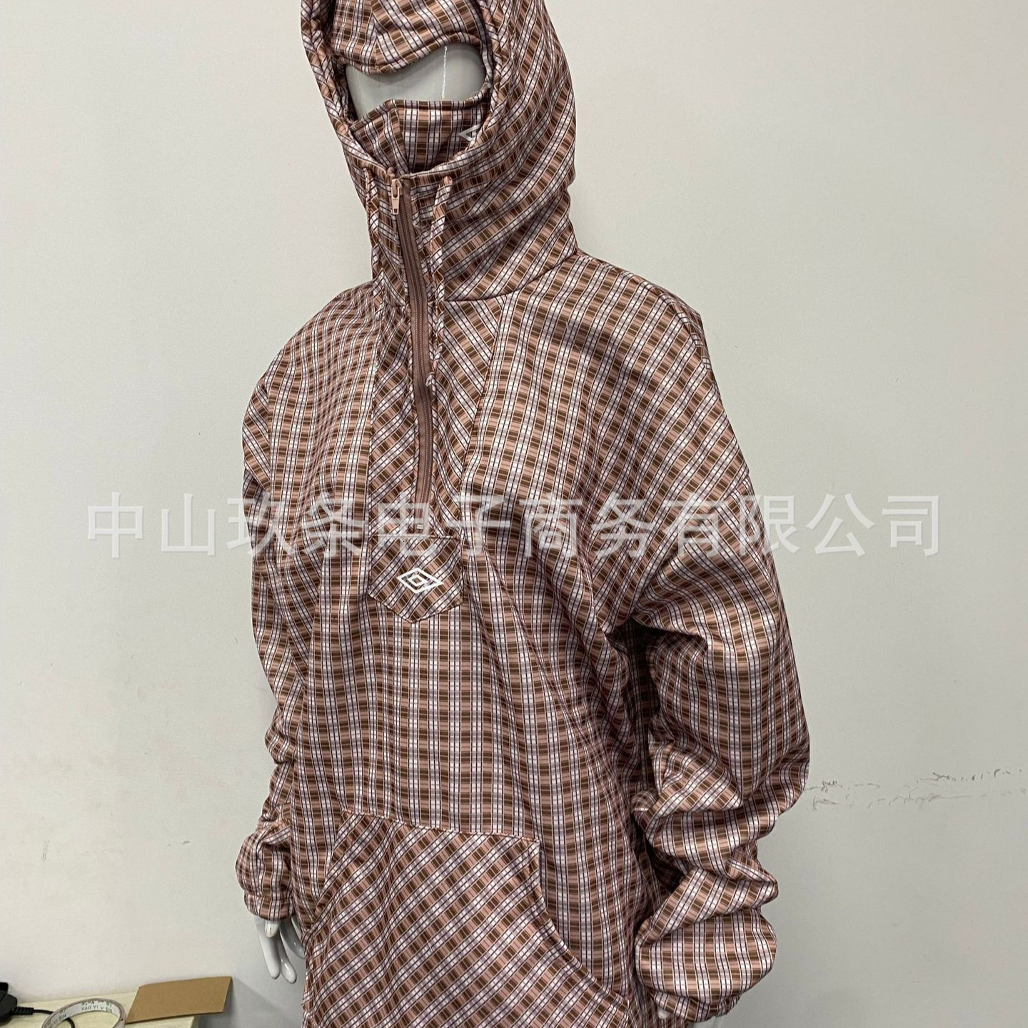 Luxury Brand Designer Clothes Foreign Trade Wholesale New Japanese Retro Half-Open Collar Pullover Jacket For Men And Women Youth Plaid Double Hooded 