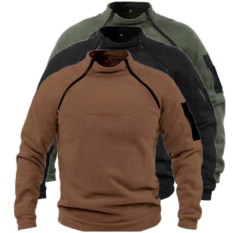 Men's Cargo Tactical Pullover Casual Military Sweatshirt Fleece Jackets Mock Neck Hiking Camping Climbing Trekking Windbreaker