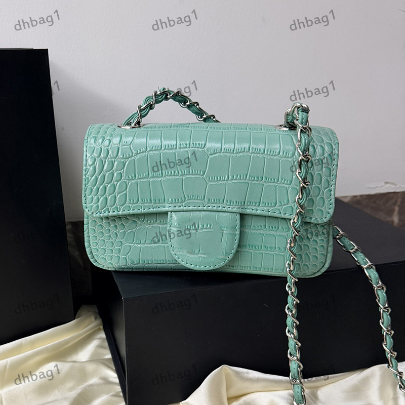 Designer Ladys Shoulder Bag Classic Flap And Seam Leather Crocodile Pattern Silver Metal Matelasse Chain Luxury Handbag Evening Dress Makeup Sacoche Wallet 6 Color