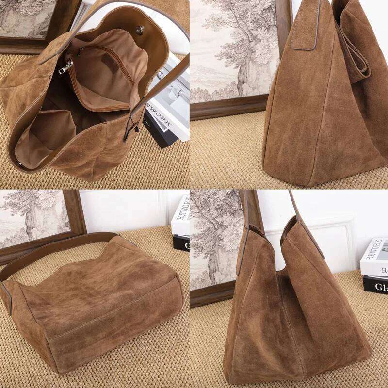 Soft Suede Cow Leather Women's Shoulder Crossbody Bags Luxury Designer Brand Ladies High Quality Large Tote Bag Autumn Winter JINXIANGGUO
