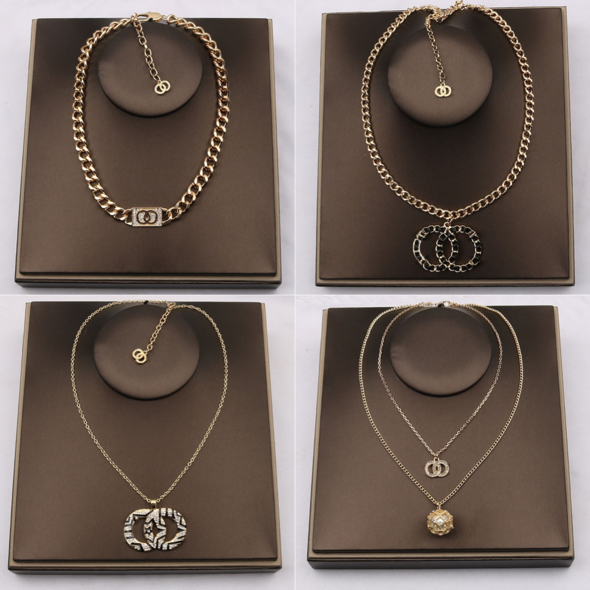 Gold Plated Crystal Necklace Round Pendant Necklace Fashion Women Metal Rhinestone Pearl Chains Necklaces Choker Chain Wedding Christmas Gifts Charm Jewelry