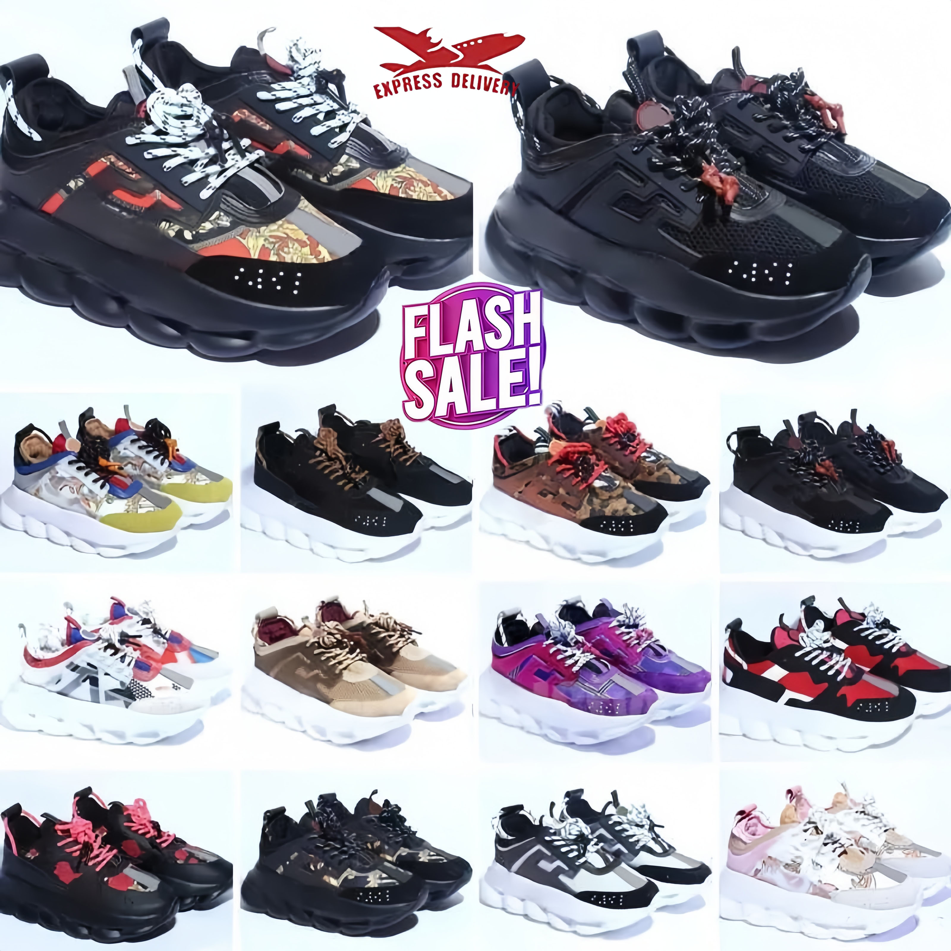 Designer Chain Reaction sneakers shoes for mens womens Chains red men women trainers green scarpe gold Plate-forme casual luxury