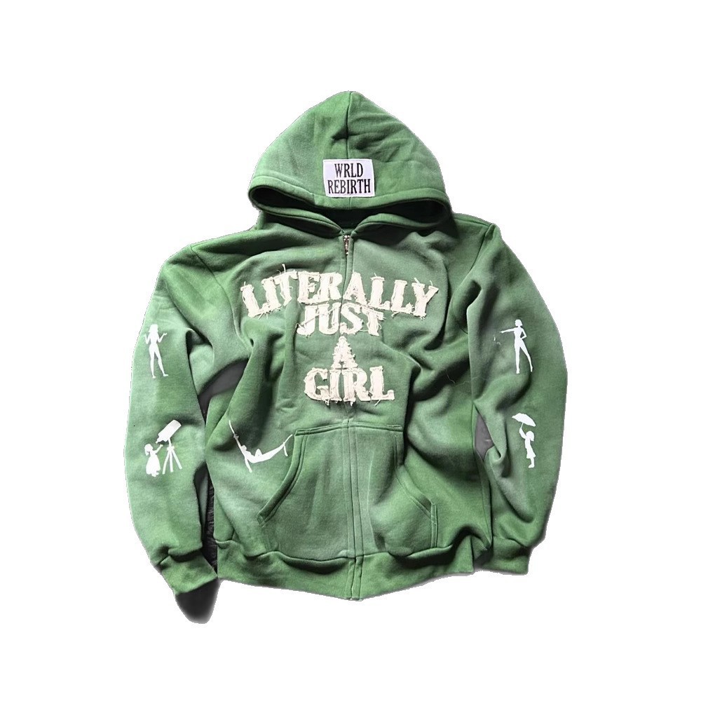 American Y2K Hip-Hop Letter 3D Printed Hoodie Personality Street Style Unisex Loose Zipper Cardigan Wholesale 220829