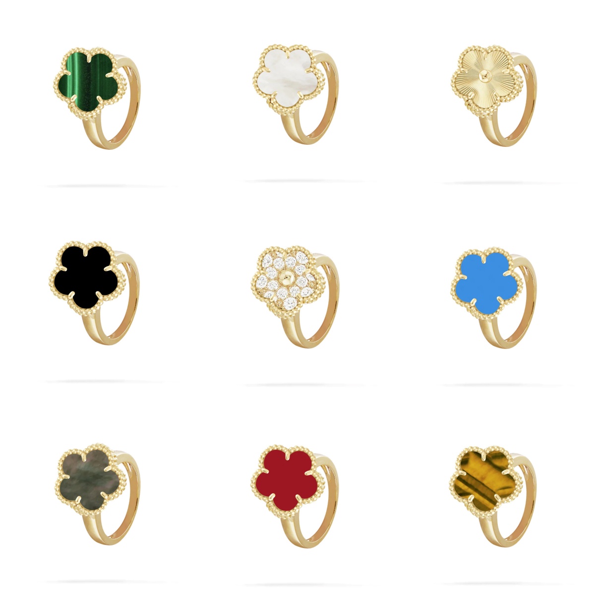 High quality gold diamond designer for women engagement men love rings New Ladies Ring Luxury Four-leaf flower ring Jewelry Wedding gift