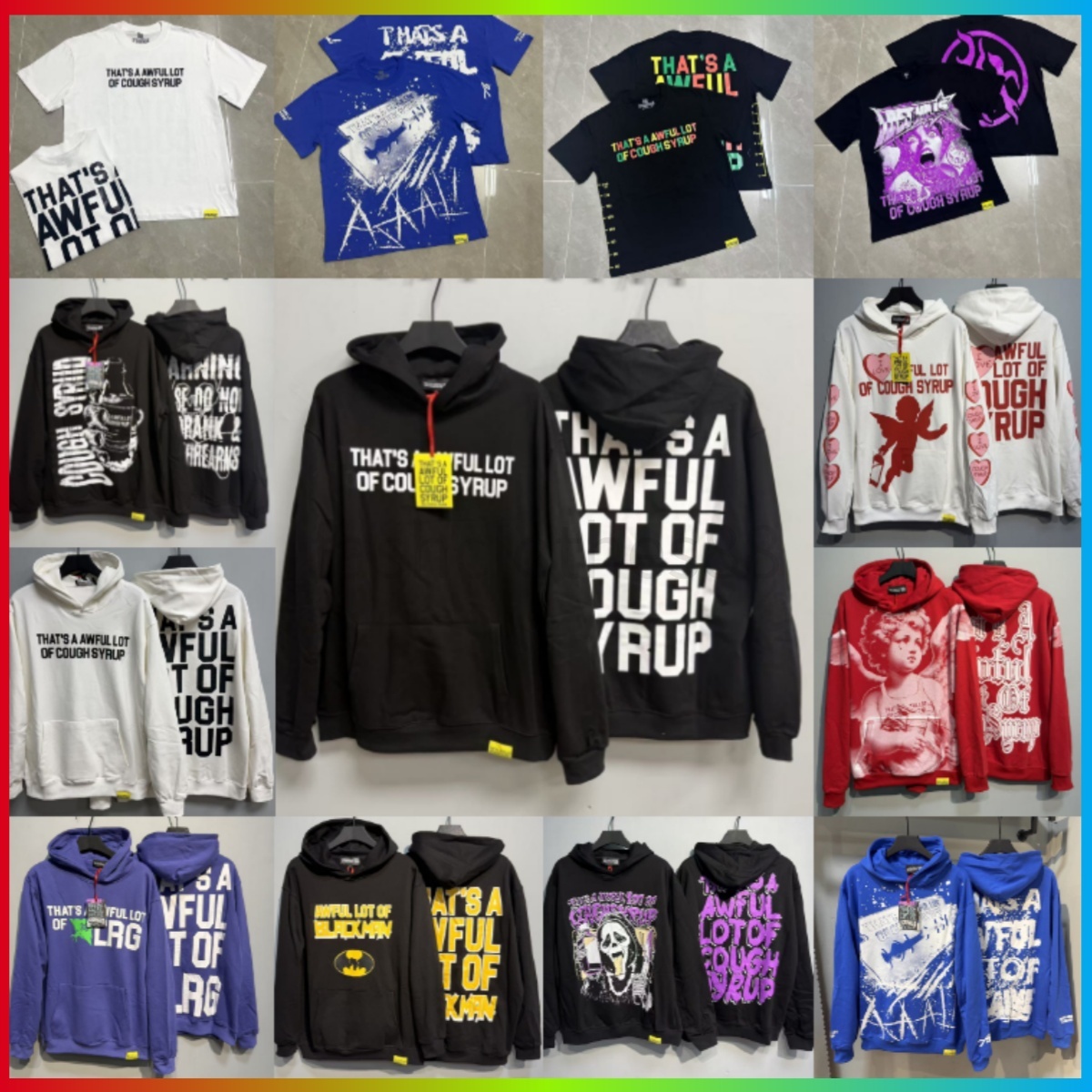 Awful lot of Caugh Syrup Mens Hoodie Designer Men Shirt Caugh Syrup Hoodie Loose T-shirt letter Print Hoodie Autumn and winter Men pants s-xl