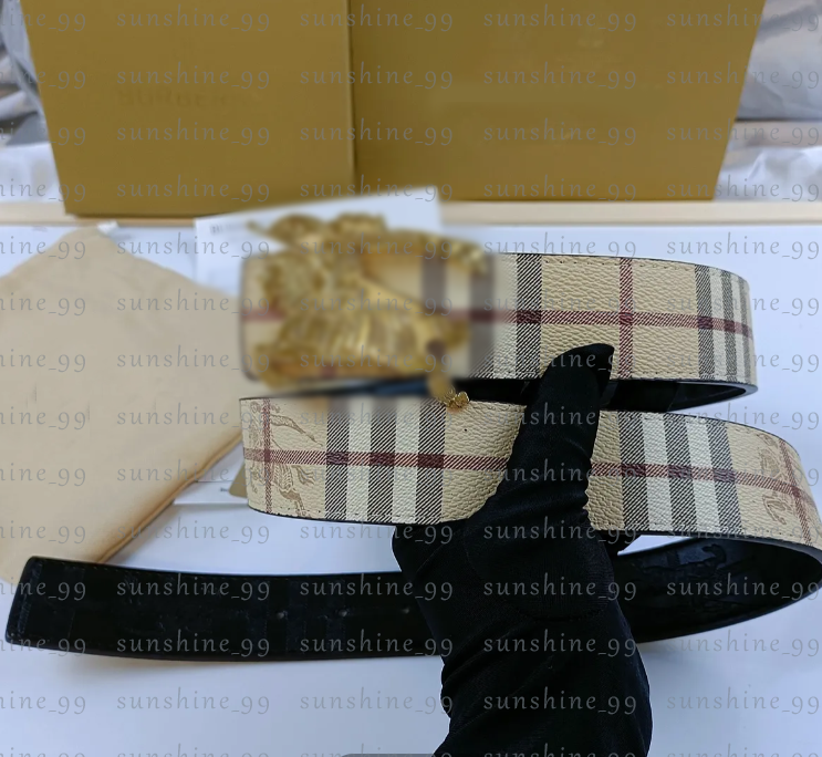Women's burbbrry belt designer plaid reversible belt TB letter men's belt fashion casual belt business trend versatile gift box set