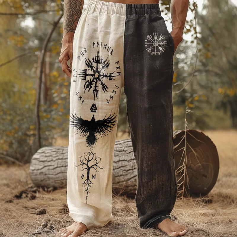 Luxury Brand Designer Clothes European And American Casual Fashion Loose Linen Wide-Leg Long Pants Digital Print Various Patterns Item No. CK