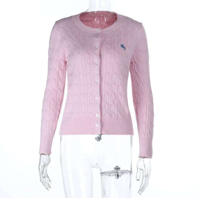 Female Fashion New Printed Patchwork Ribbed Slim Cardigan Casual Commuter Streetwear Vintage Women's Sweaters