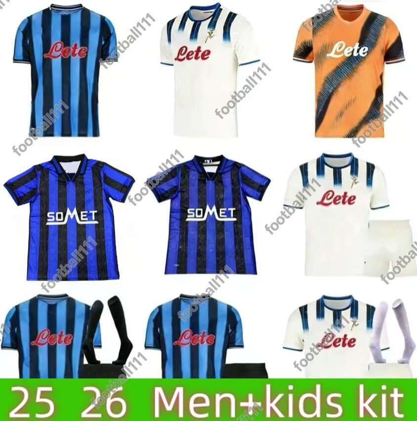 2026 Atalanta B.C Soccer Jerseys LOOKMAN DE ZAPPACOSTA KETELAERE Gianluca Scamacca. home kids kit football shirt featur classic vertical black and blue 96 retro