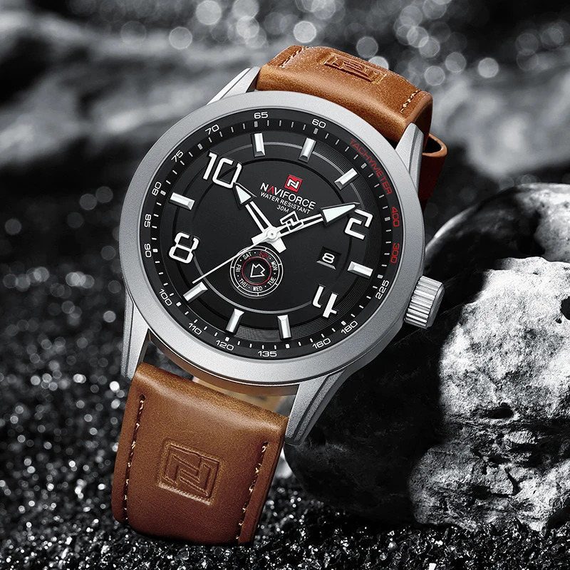 NAVIFORCE Trend Casual Wristwatch for Man Military Sports Water Resistant Leather Strap Mens Clock Quartz Calendar Male Watches 260114