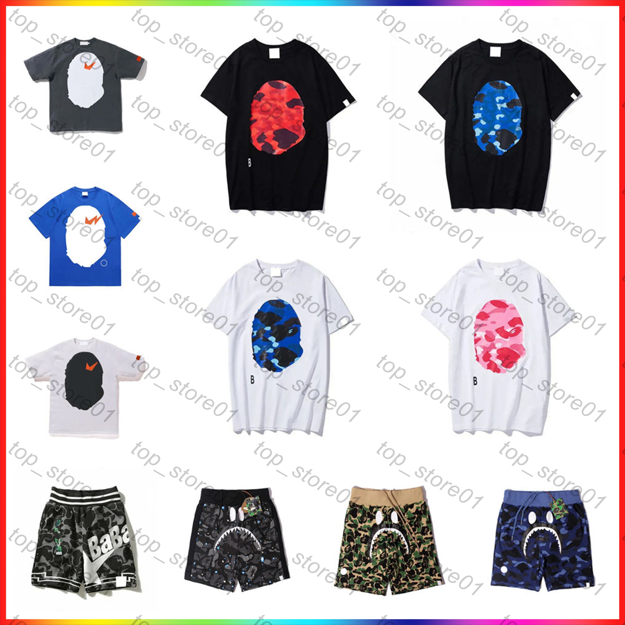 designer clothes T Shirts Summer Popular Fashion mens clothing Luxurys Men Round Neck Graphic Tee Classic Camouflage Shark T shirts Womens High Street Short Sleeve