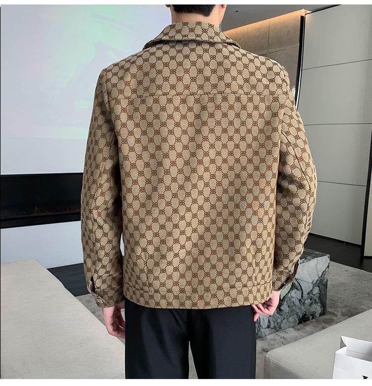 Luxury Brand Designer Clothes 2024 New High-End Jacquard Casual Jacket For Men, Autumn Korean Version, Niche Turn-Down Collar Short Coat, Stylish Top