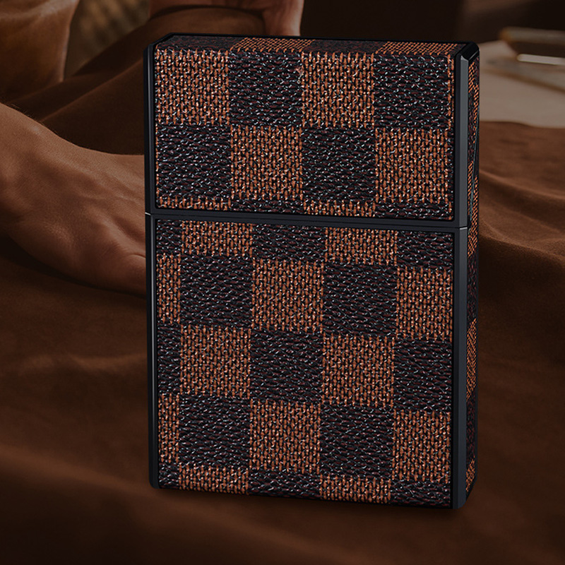 2026 New 20 Cigarette Case Vintage Leather Pattern Ultra Thin Flip Top Moisture Proof Case Universal for Soft & Hard Packs Wholesale For Men Gift