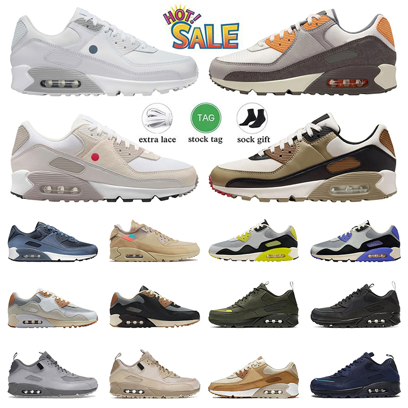 Designer 90 Mens Running Shoes Sports trainers OG Triple White Black UNC Wolf Grey Polka Dot Infrared Supernova Total Orange 90s Mens Women Sneakers 36-46