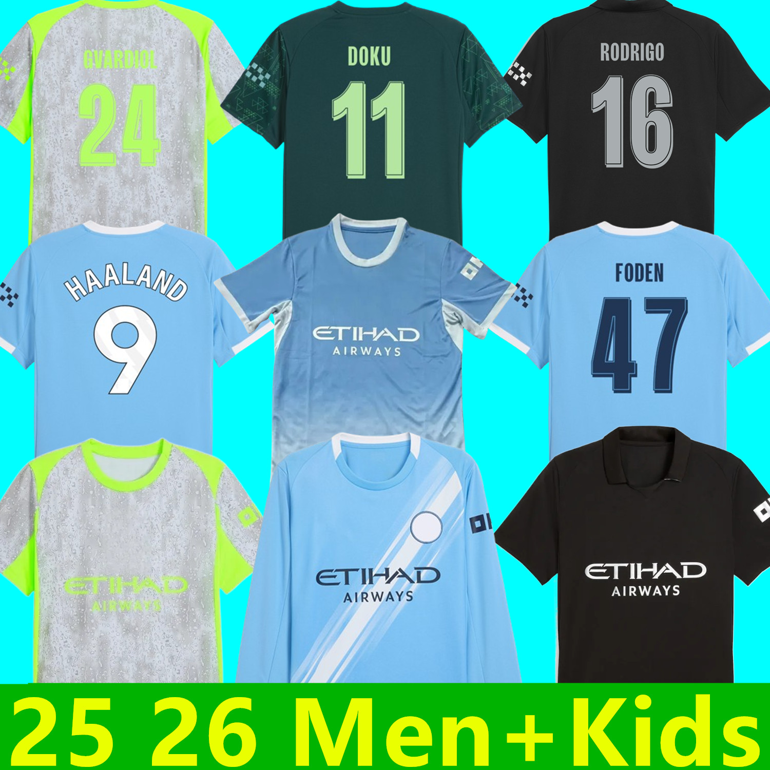 2025 2026 2027 HAALAND soccer jerseys FODEN MARMOUSH RODRIGO DOKU Cherki KOVACIC GVARDIOL Man City SEMENYO Reijnders RUBEN football shirt men kids kits DONNARUMMA