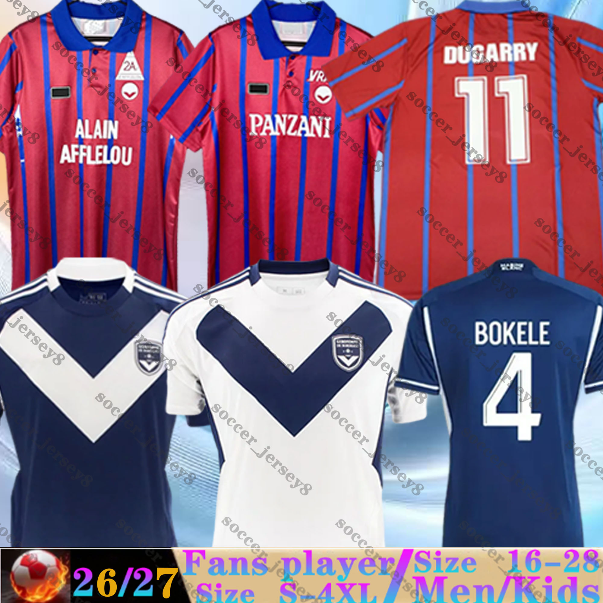 25 26 Girondins Bordeaux Soccer Jerseys Retro 1993 1995 OPENDA ETONDE VILLETTE SHAMAL MERDJI TRICHARD JOUSSELIN Home Men Fan Version 2025 2026 Football Shirts